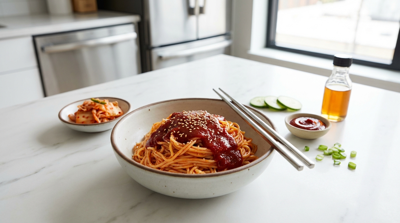 Bibim Guksu (Nouilles Épicées Froides) : La Fraîcheur Piquante Coréenne