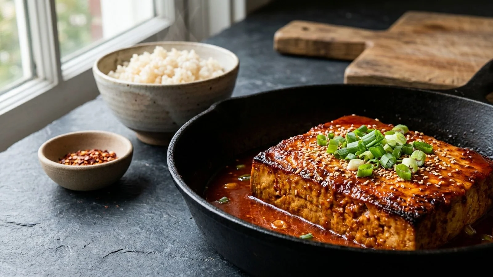 Dubu Jorim (Tofu Braisé) : Banchan Coréen à la Sauce Soja Piquante