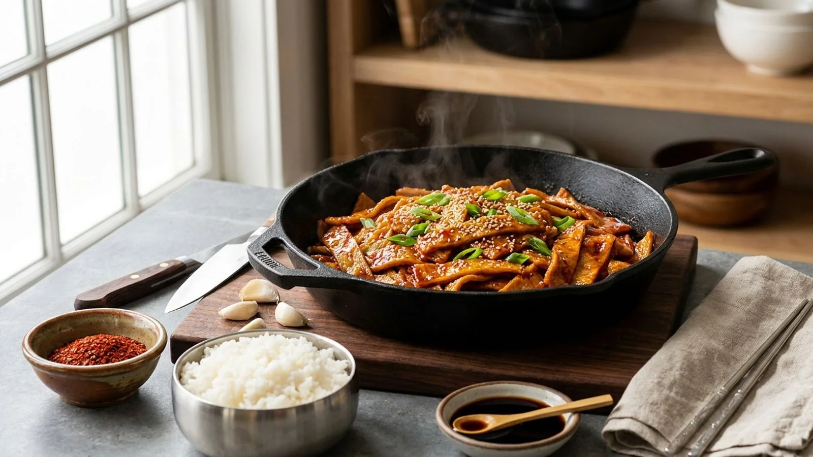 Eomuk Bokkeum : Galettes de Poisson Sautées Sauce Soja-Gochujang