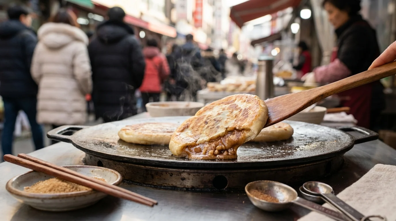 Hotteok : Crêpes Coréennes Fourrées au Sucre Brun et Cannelle