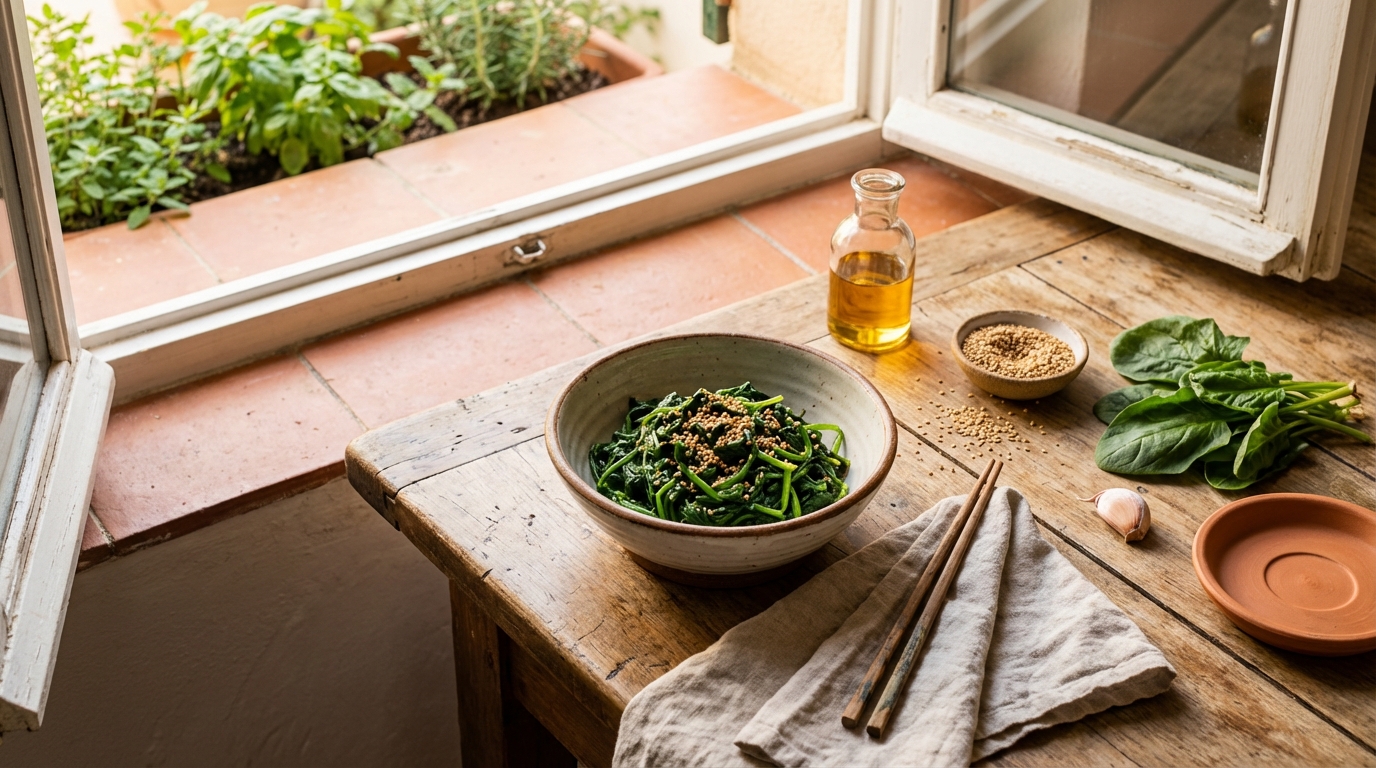 Sigeumchi Namul (Épinards Assaisonnés) : Banchan Coréen Fondant au Sésame